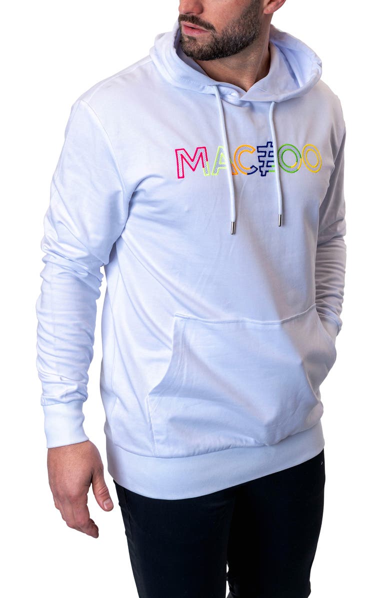 Maceoo TrueColors Embroidered Logo Hoodie, Alternate, color, White