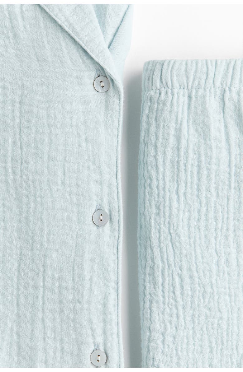 H&M Cotton Muslin Pyjamas, Alternate, color, Light Turquoise