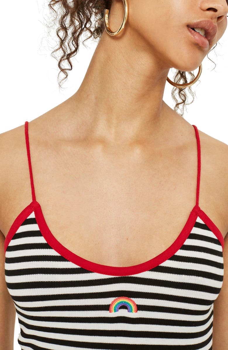 Topshop Rainbow Detail Stripe Body-Con Dress, Alternate, color,