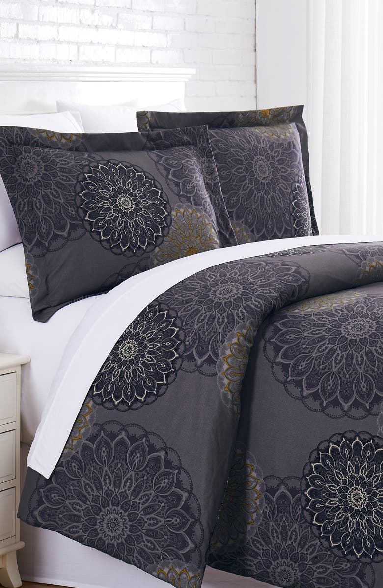 SOUTHSHORE FINE LINENS Midnight Floral Duvet Cover Set, Main, color, Midnight Floral Black