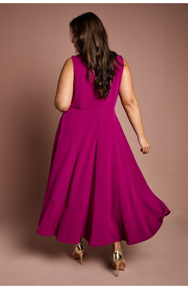 Coast Plus Crepe Ruffle Midi Dress, Alternate, color, Berry