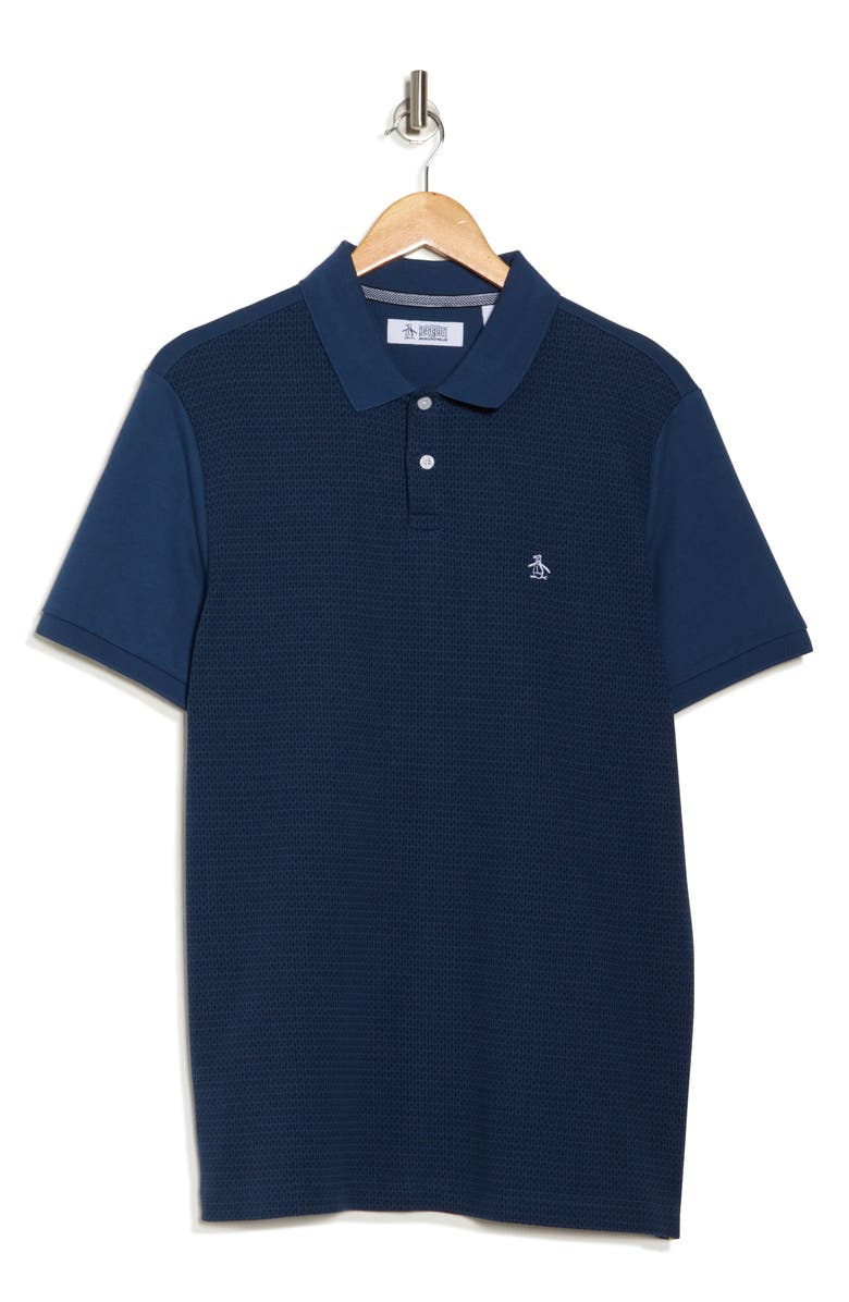 Original Penguin Geometric Jacquard Jersey Polo, Alternate, color, Sargasso Sea