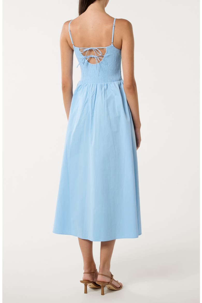 Dylan Shirred Cotton Fit & Flare Midi Dress, Alternate, color, CLEAR DAY