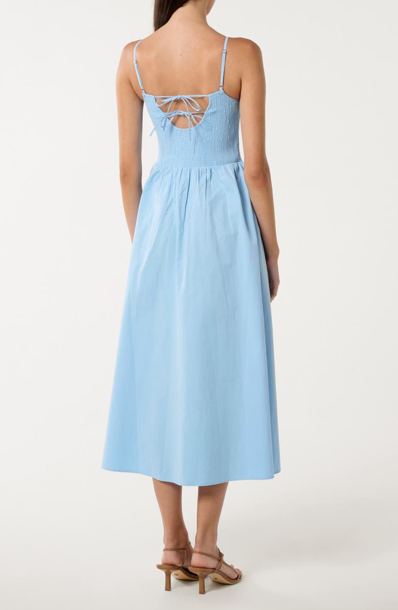 Ever New Dylan Shirred Cotton Fit & Flare Midi Dress, Alternate, color, Clear Day