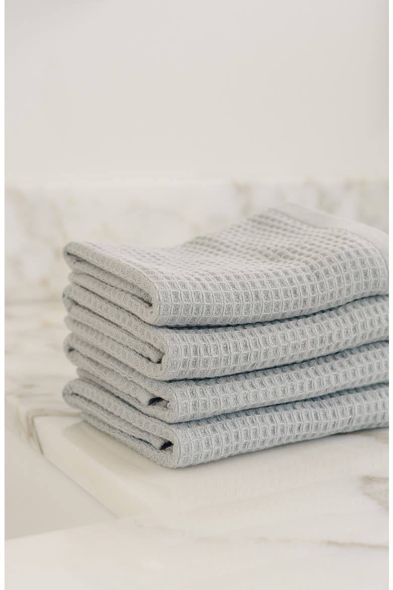 4-Pack Waffle Washcloths, Alternate, color, HARBOR MIST