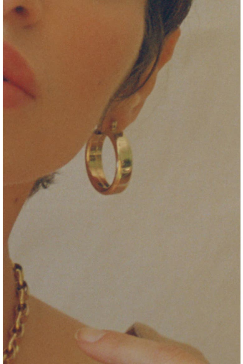 Band Hoop Earrings, Alternate, color, BRASS