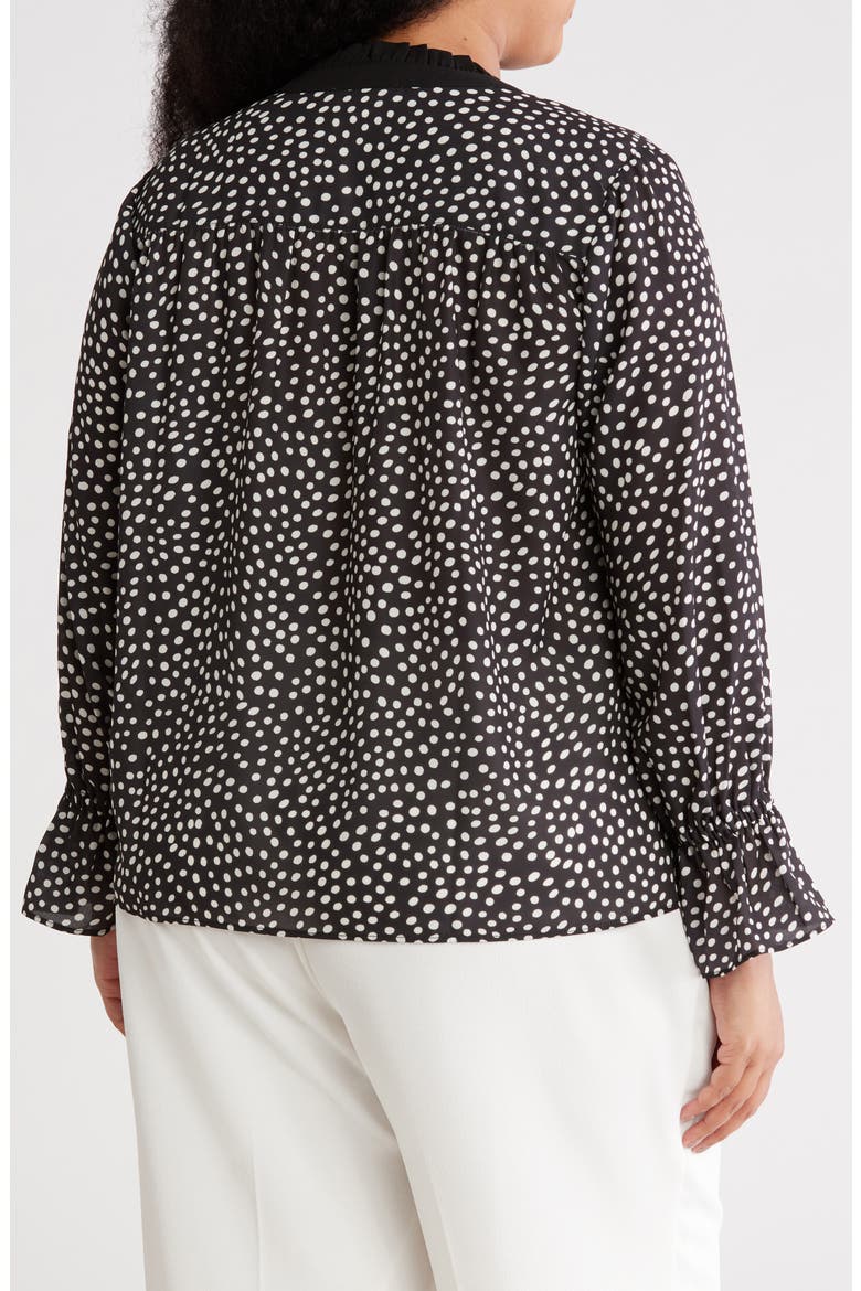 Ruffle Long Sleeve Top, Alternate, color, BLACK/ WHITE DOT