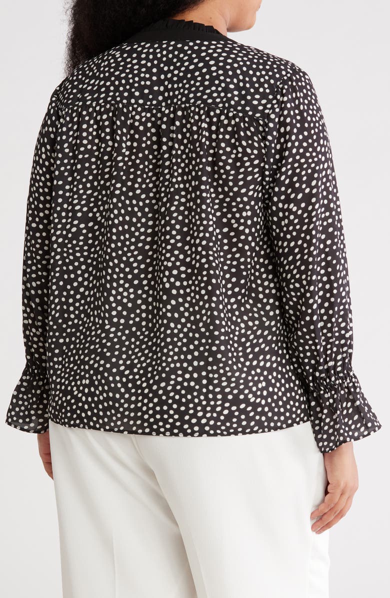 Gemma + Jane Ruffle Long Sleeve Top, Alternate, color, Black/ White Dot