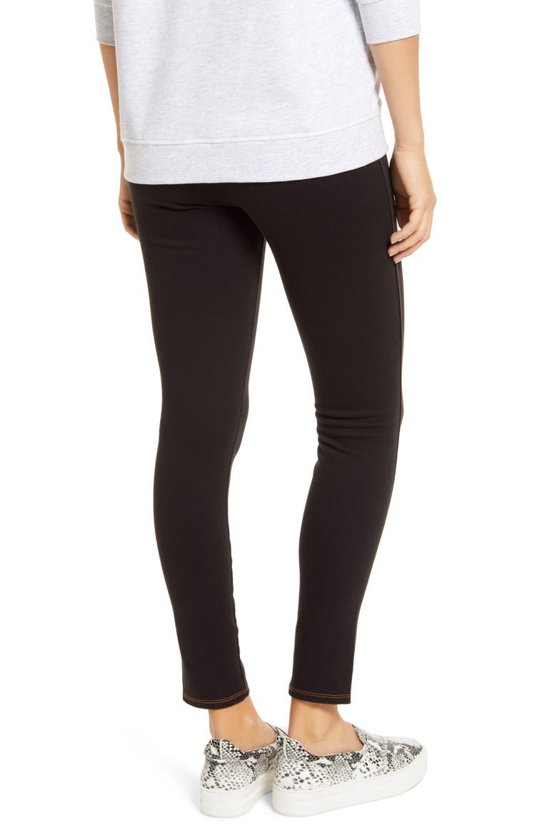 Lyssé Kara Split Hem Denim Leggings, Alternate, color, BLACK