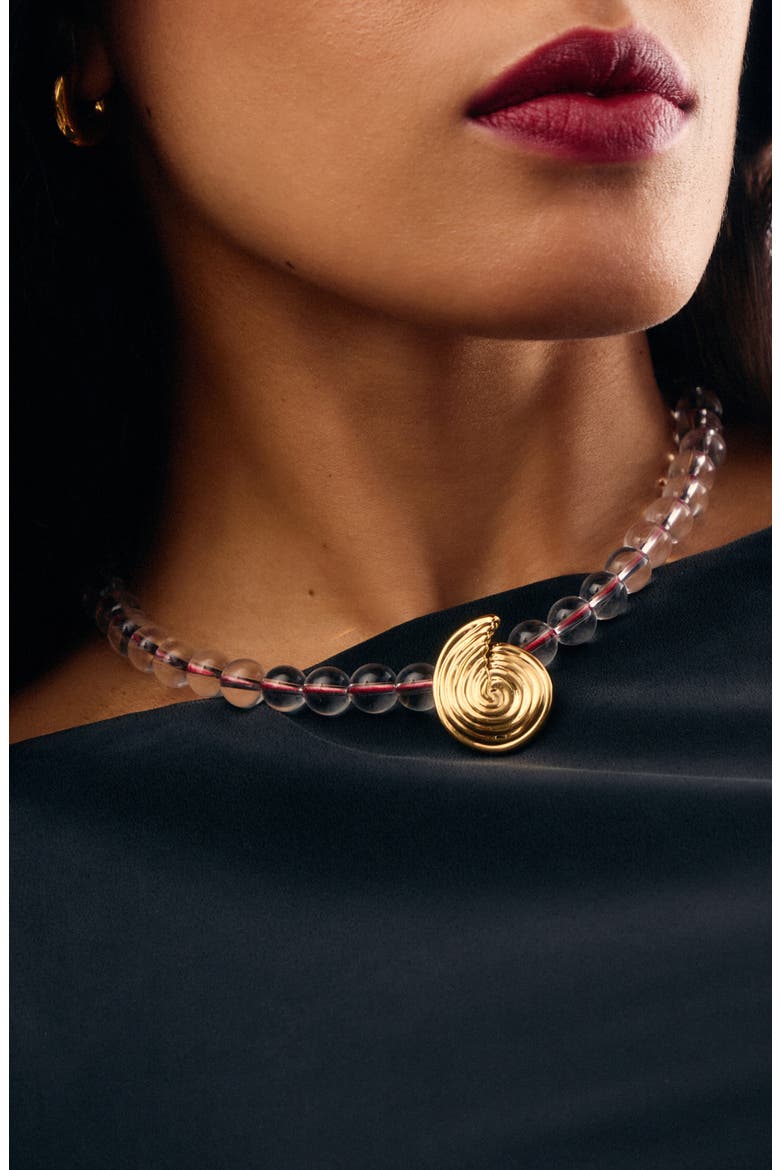 Spiral Pendant Beaded Necklace, Alternate, color, GOLD