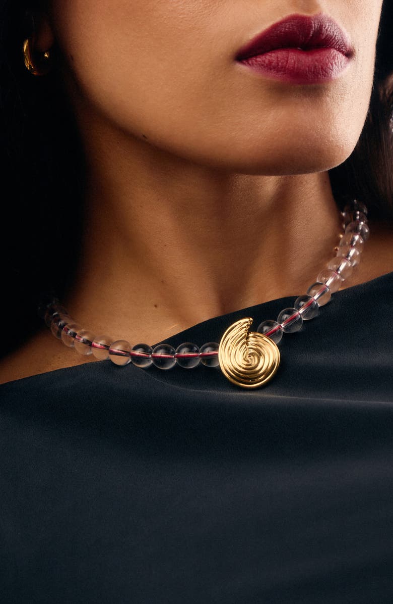 Missoma Spiral Pendant Beaded Necklace, Alternate, color, Gold