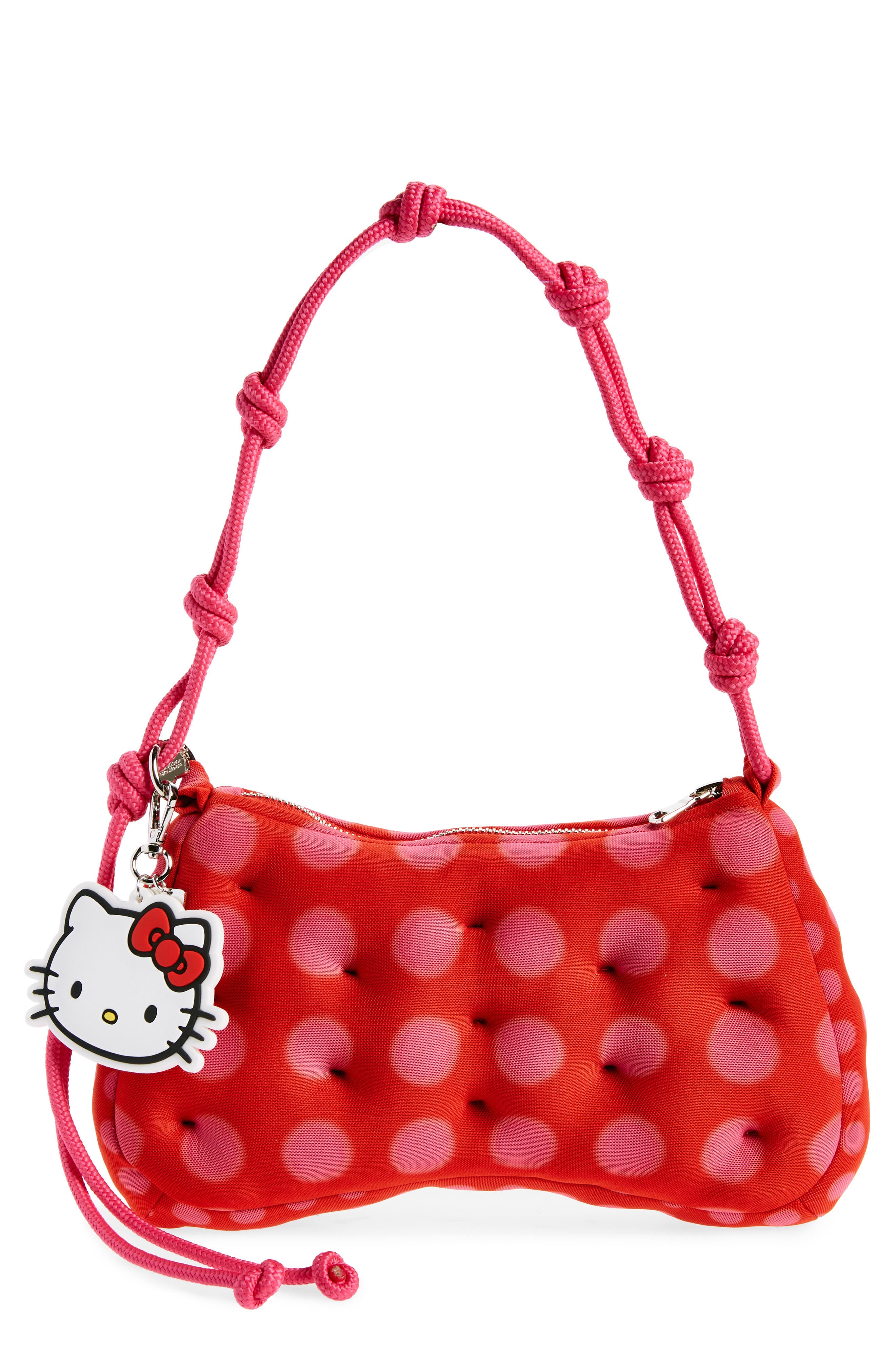 Marshall Columbia x Sanrio Hello Kitty<sup>®</sup> Plush Mesh Top Handle Bag, Main, color, Pink/ Red