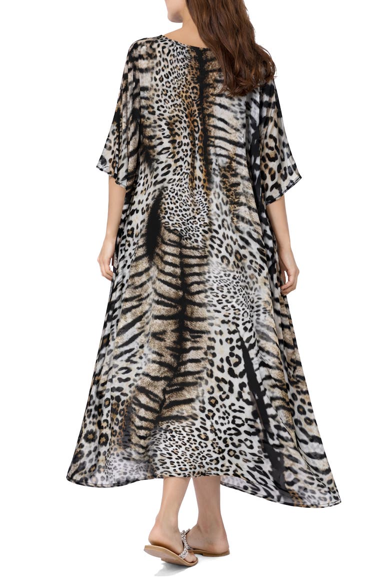 V-Neck Long Caftan, Alternate, color, BROWN