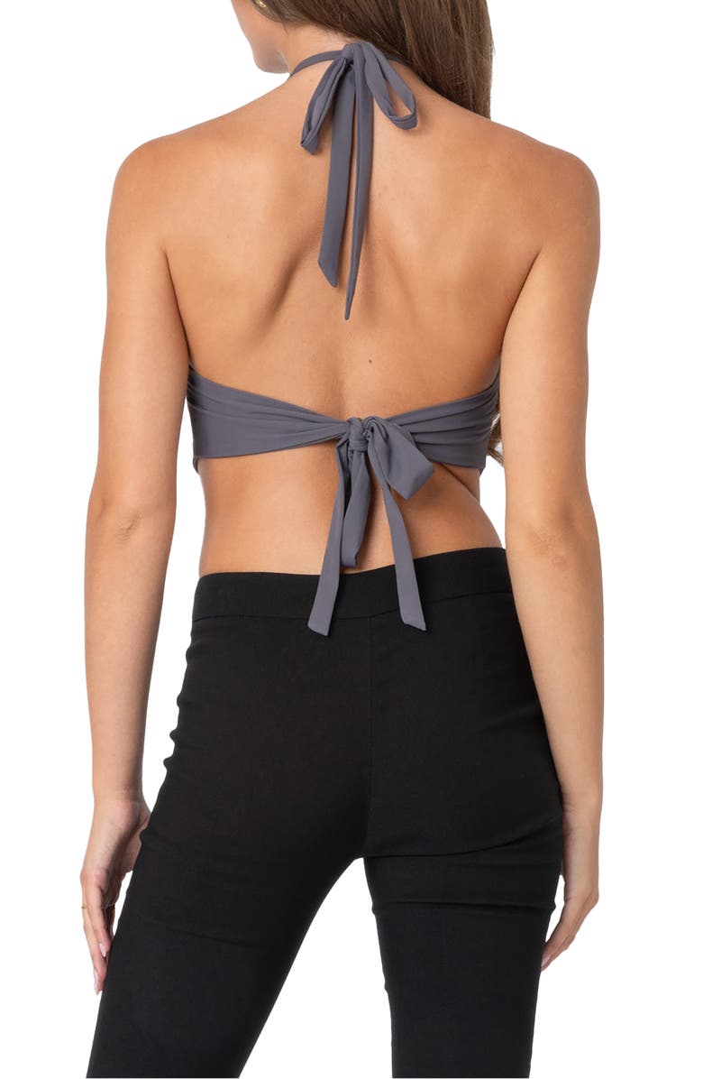 EDIKTED Raine Curved Hem Halter Crop Top, Alternate, color, Dark-Gray
