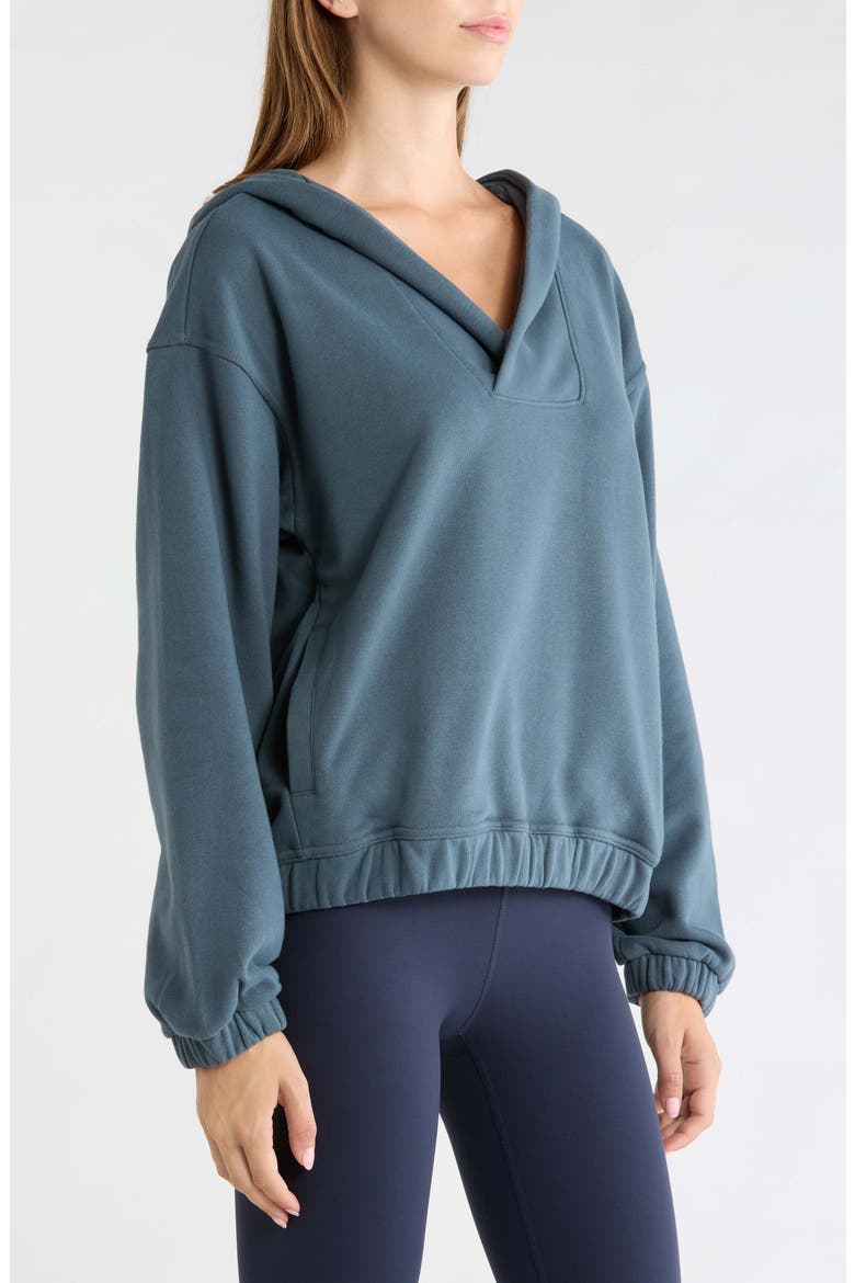 Dreamterry V-Neck Hoodie, Alternate, color, GREY BLUE