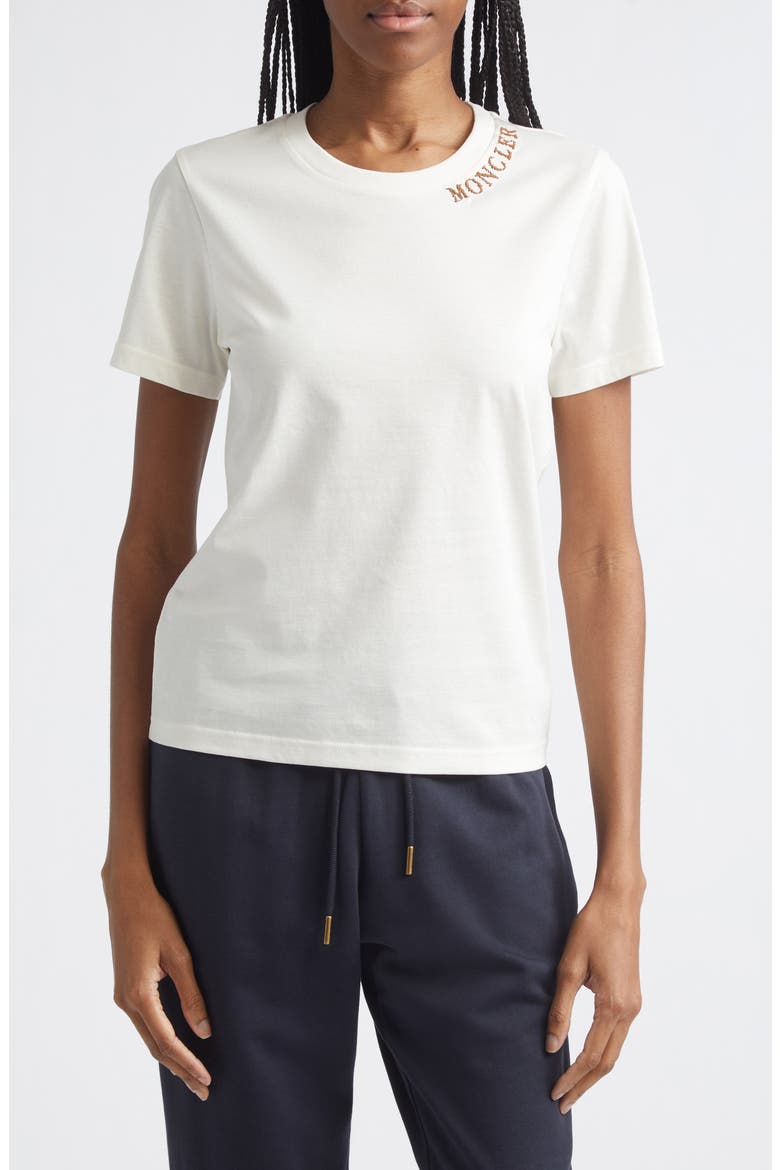 Logo Embroidered Cotton T-Shirt, Main, color, WHITE