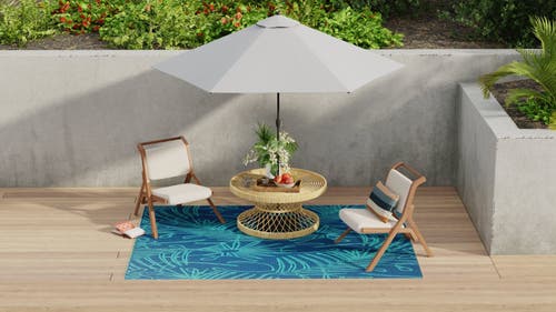 Mad Mats Palm Leaf Deep Turquoise In Multi