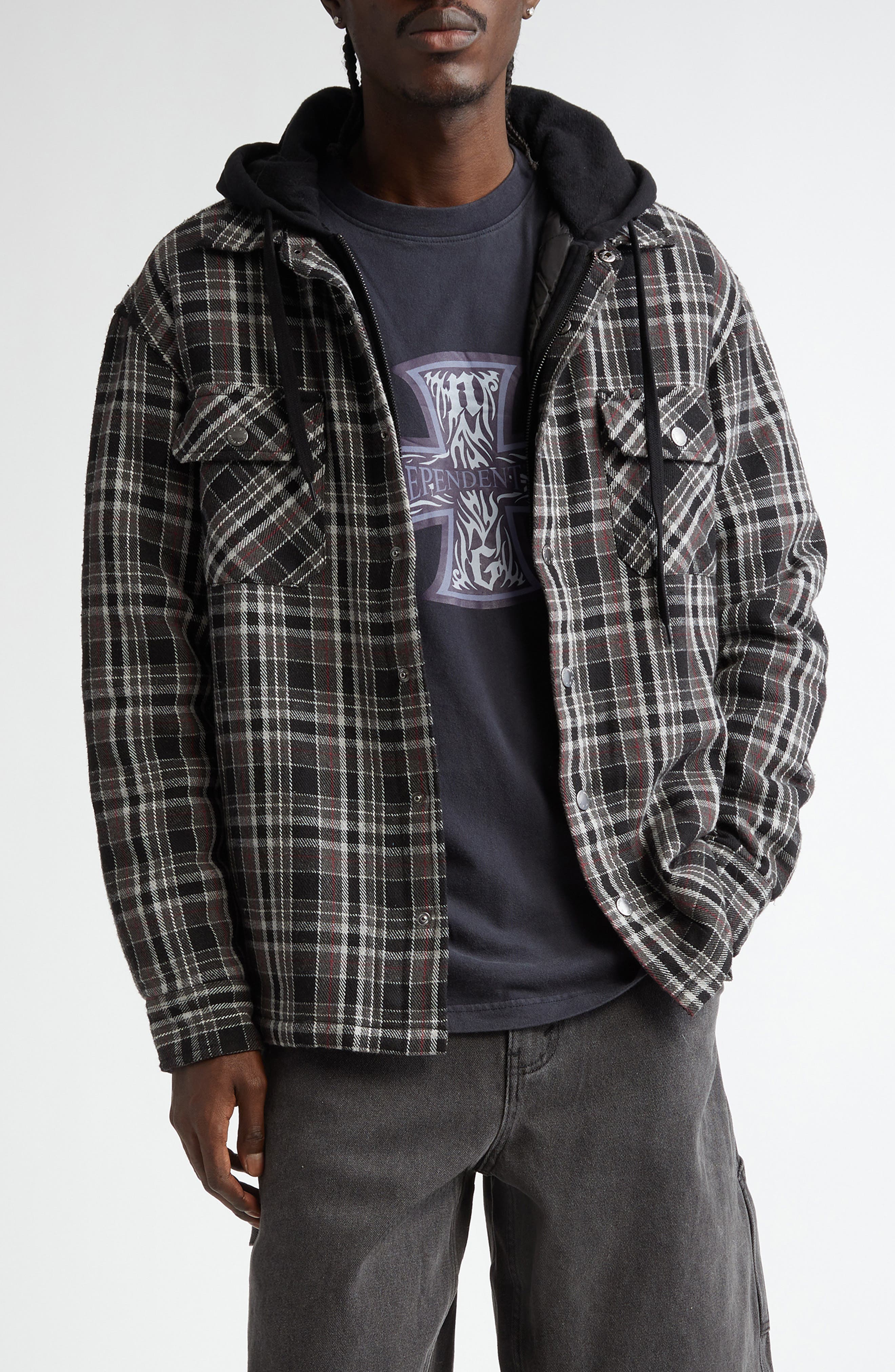 Noon Goons Function Hooded Plaid Flannel Jacket | Nordstrom