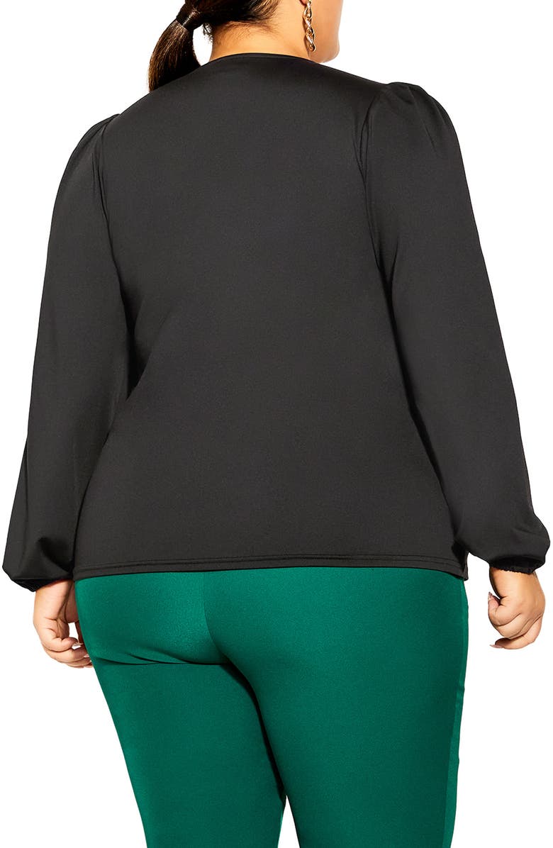 City Chic Romee Chain Detail Long Sleeve Top, Alternate, color, 