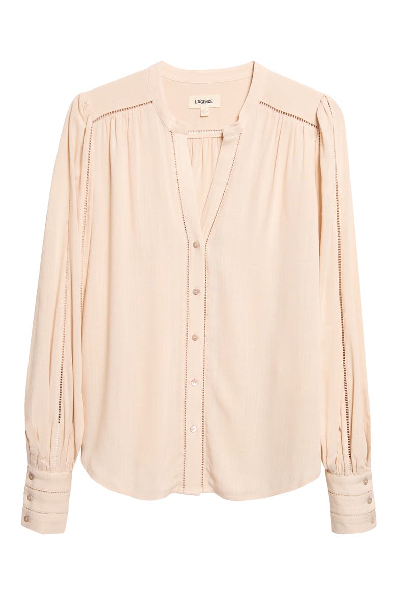 Kiera Ladder Trim Blouse, Alternate, color, BISCUIT
