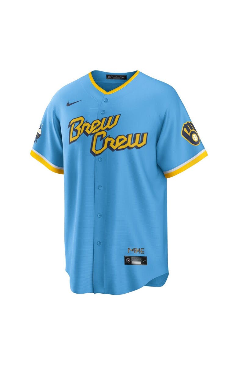 Nike Men's Nike Powder Blue Milwaukee Brewers City Connect Replica Team Jersey, Alternate, color, Powder Blue
