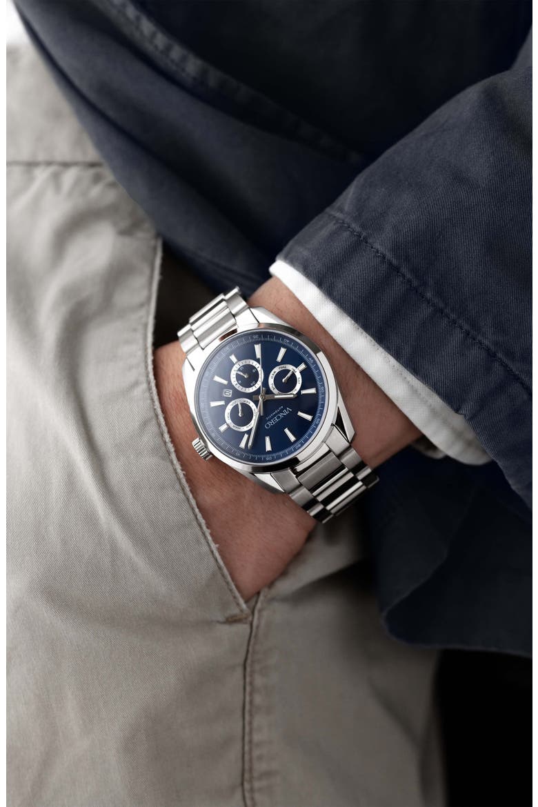 The Reserve Automatic Bracelet Watch, 41mm, Alternate, color, BLUE SILVER