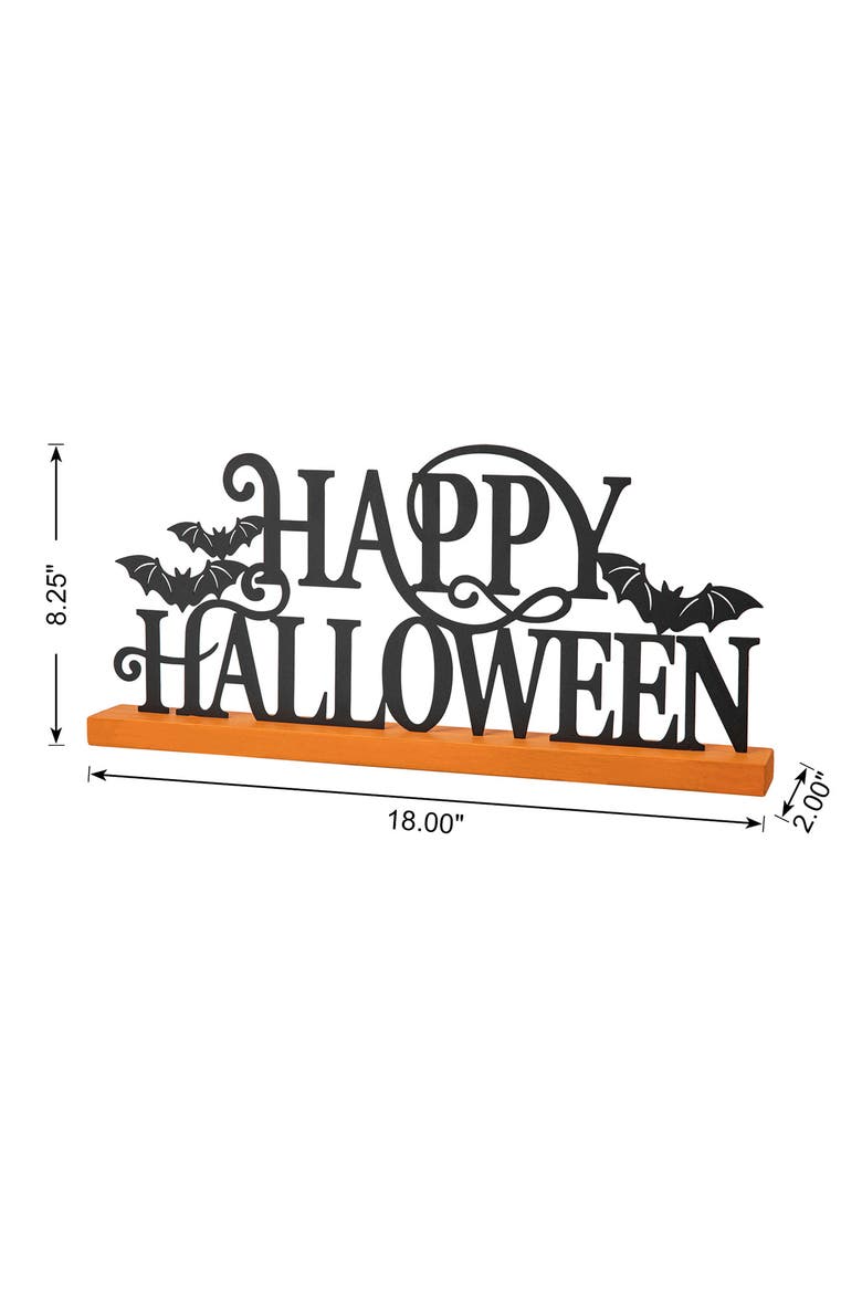 Halloween Wood & Metal HAPPY HALLOWEEN Table Decor, Alternate, color, Black