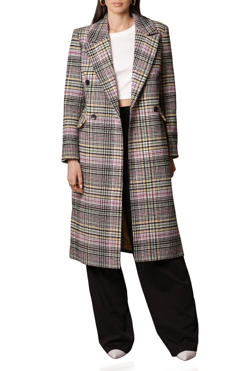 Avec Les Filles Plaid Double Breasted Coat, Main, color, 