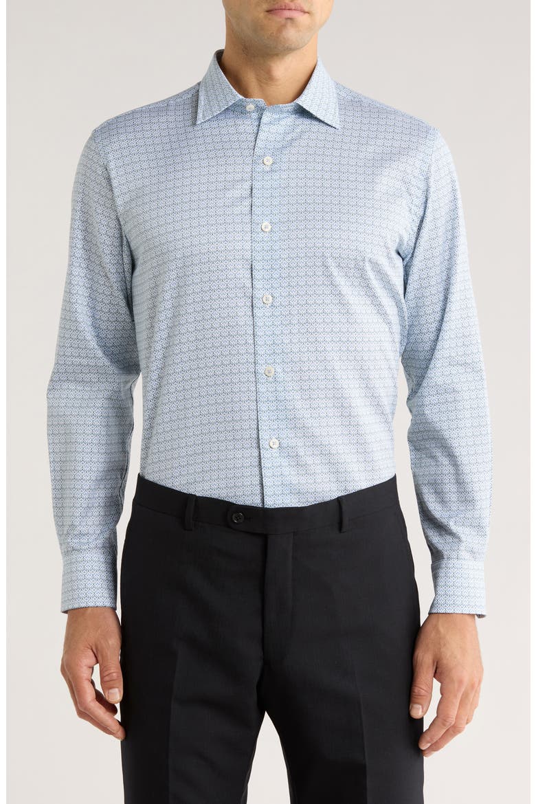 Geometric Print Cotton Sport Shirt, Main, color, WHITE/ MULTI