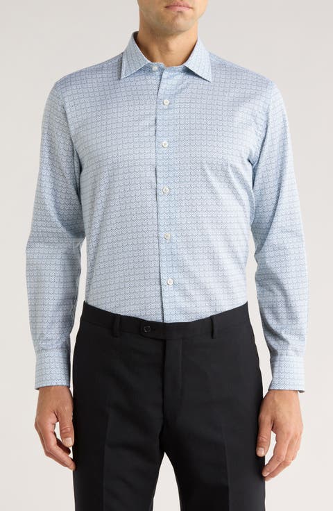 Geometric Print Cotton Sport Shirt