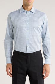 David Donahue Geometric Print Cotton Sport Shirt