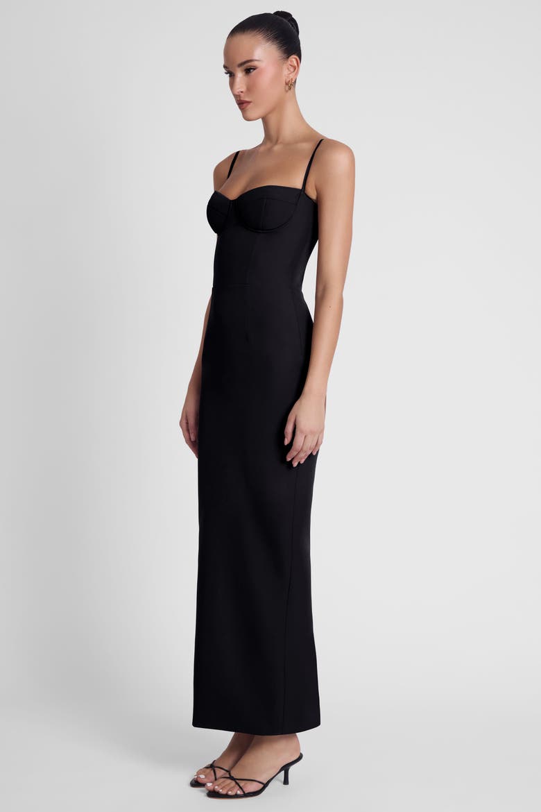 Belle Bustier Midi Dress, Alternate, color, Black