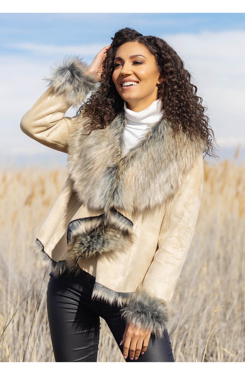 DONNA SALYERS FABULOUS FURS Denali Faux Suede & Faux Fur Jacket, Alternate, color,