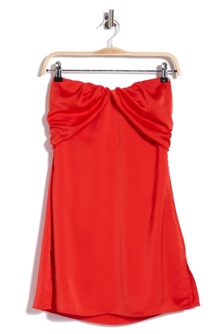 Irena Strapless Satin Minidress, Main, color, RED