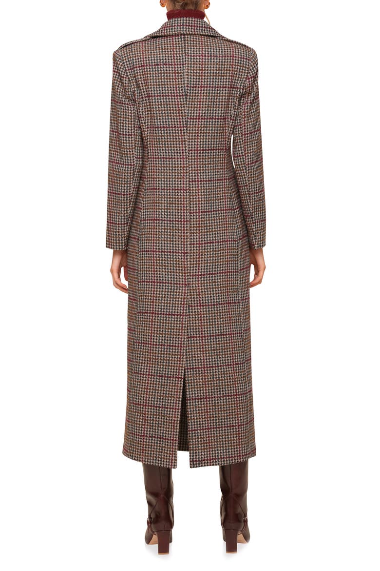 Strong Shoulder Maxi Coat, Alternate, color, HOUNDSTOOTH FOLIAGE