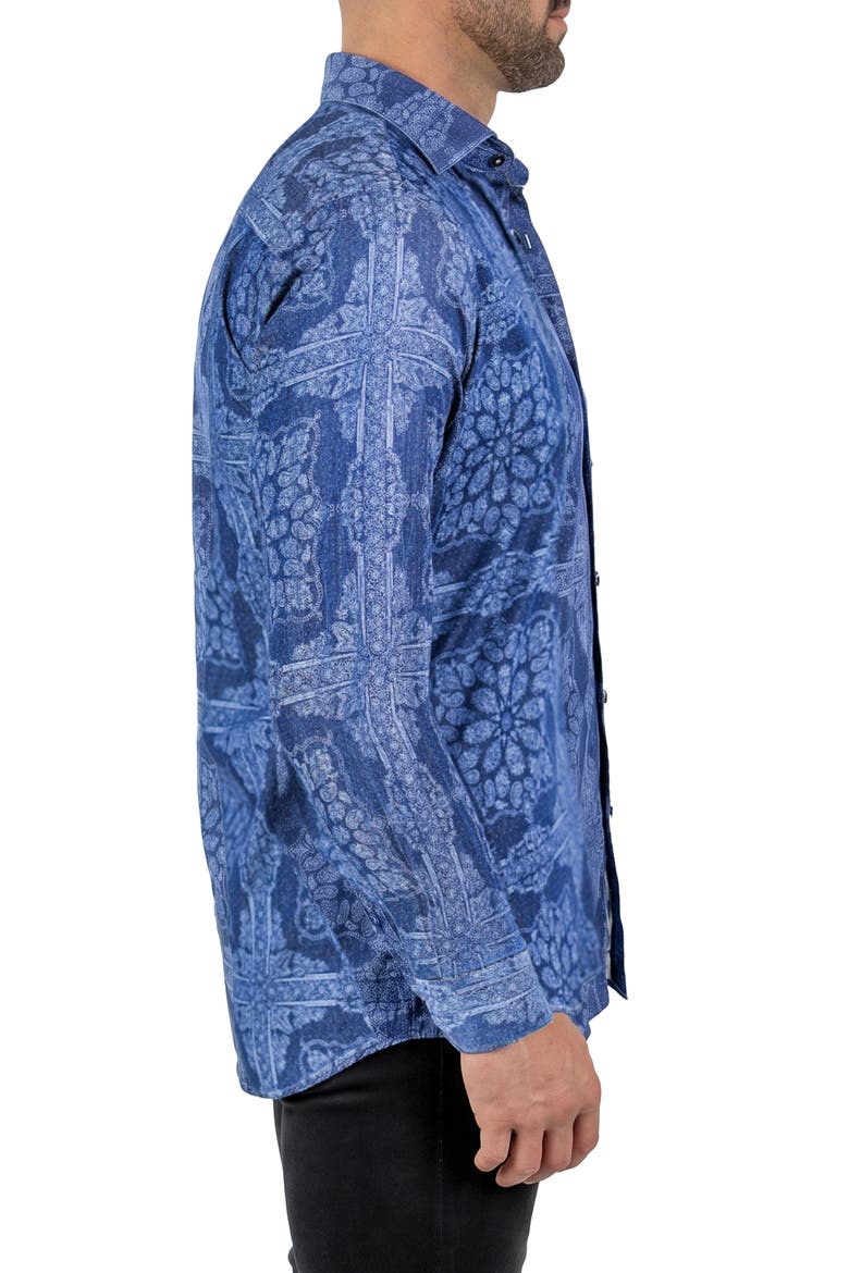 Fibonacci Contemporary Fit Button-Up Shirt, Alternate, color, BLUE