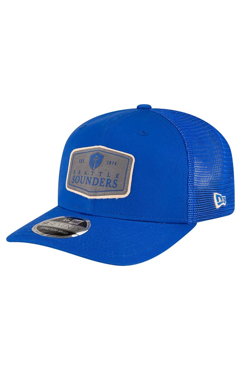 New Era Men's New Era Blue Seattle Sounders FC Labeled 9SEVENTY Trucker Stretch-Snap Adjustable Hat, Main, color, Blue