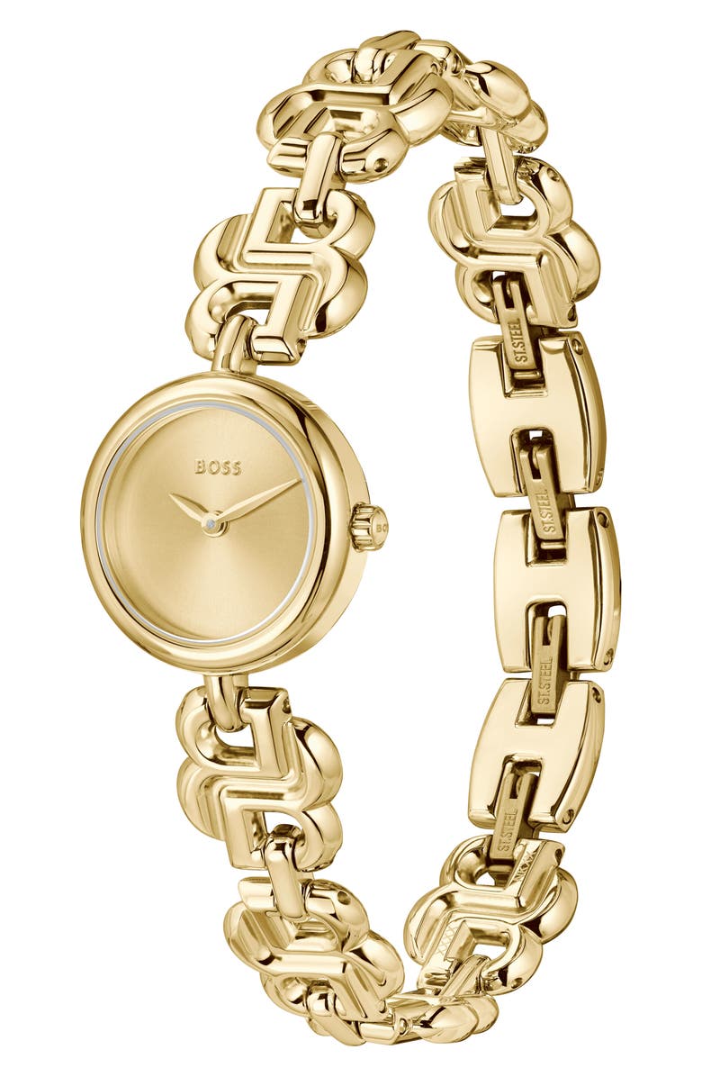 BOSS Double B Dressy Bracelet Watch, 23mm, Alternate, color, Gold