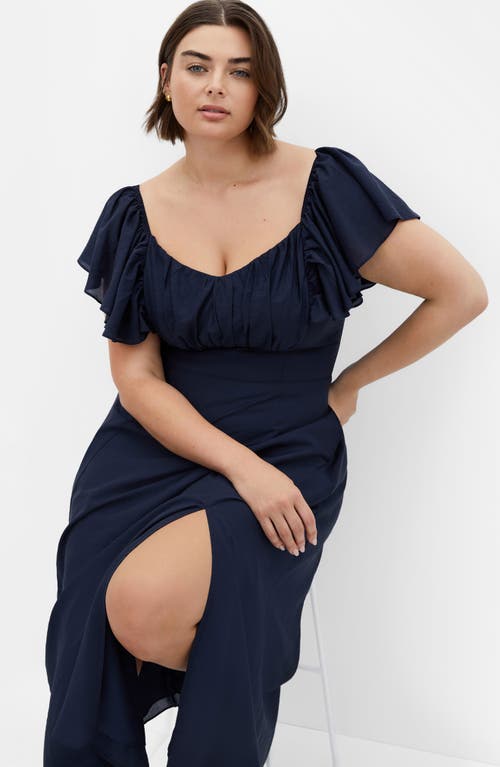City Chic Alisa Tie Front Dress In Blue