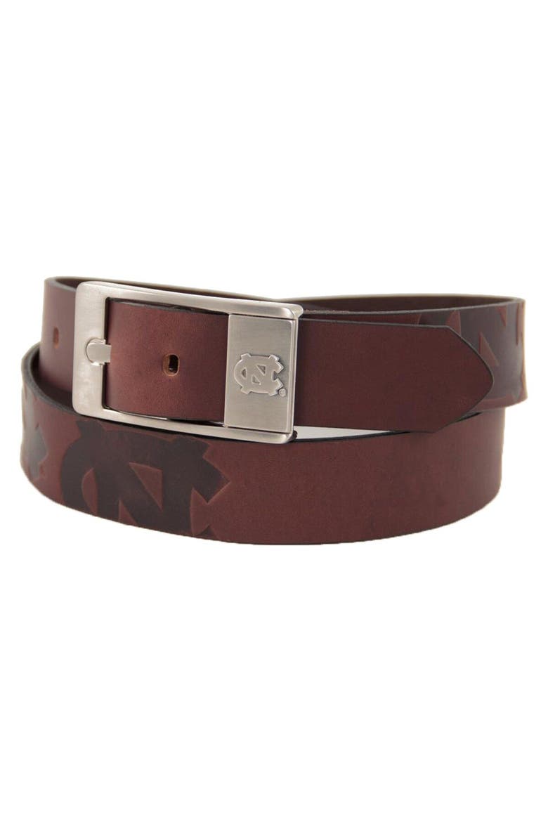 North Carolina Tar Heels (UNC) Brandish Leather Belt - Brown, Main, color, Brown
