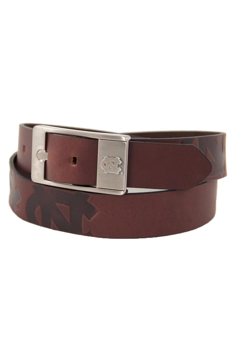 EAGLES WINGS North Carolina Tar Heels (UNC) Brandish Leather Belt - Brown, Main, color, Brown