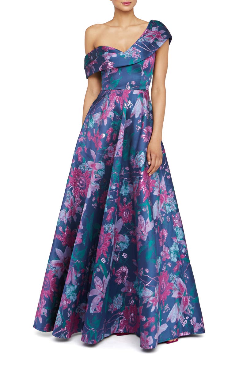 Theia Angelica Asymmetric Metallic Gown, Main, color, 