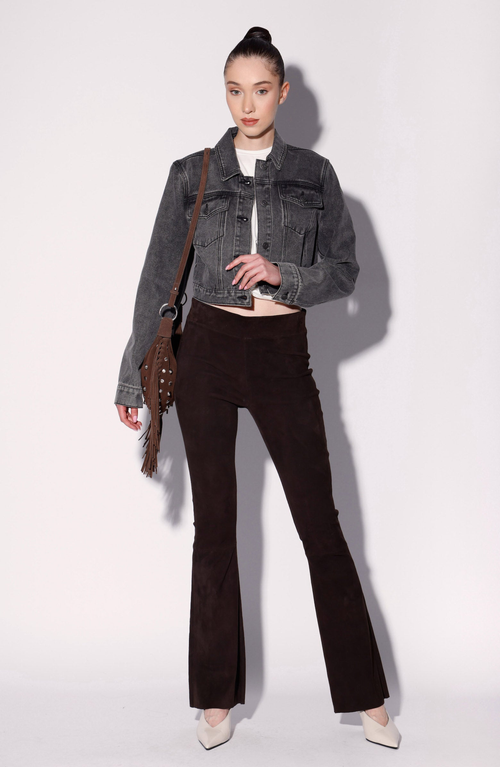 Walter Baker Lexie Mid-rise Suede Flare Pants In Brown