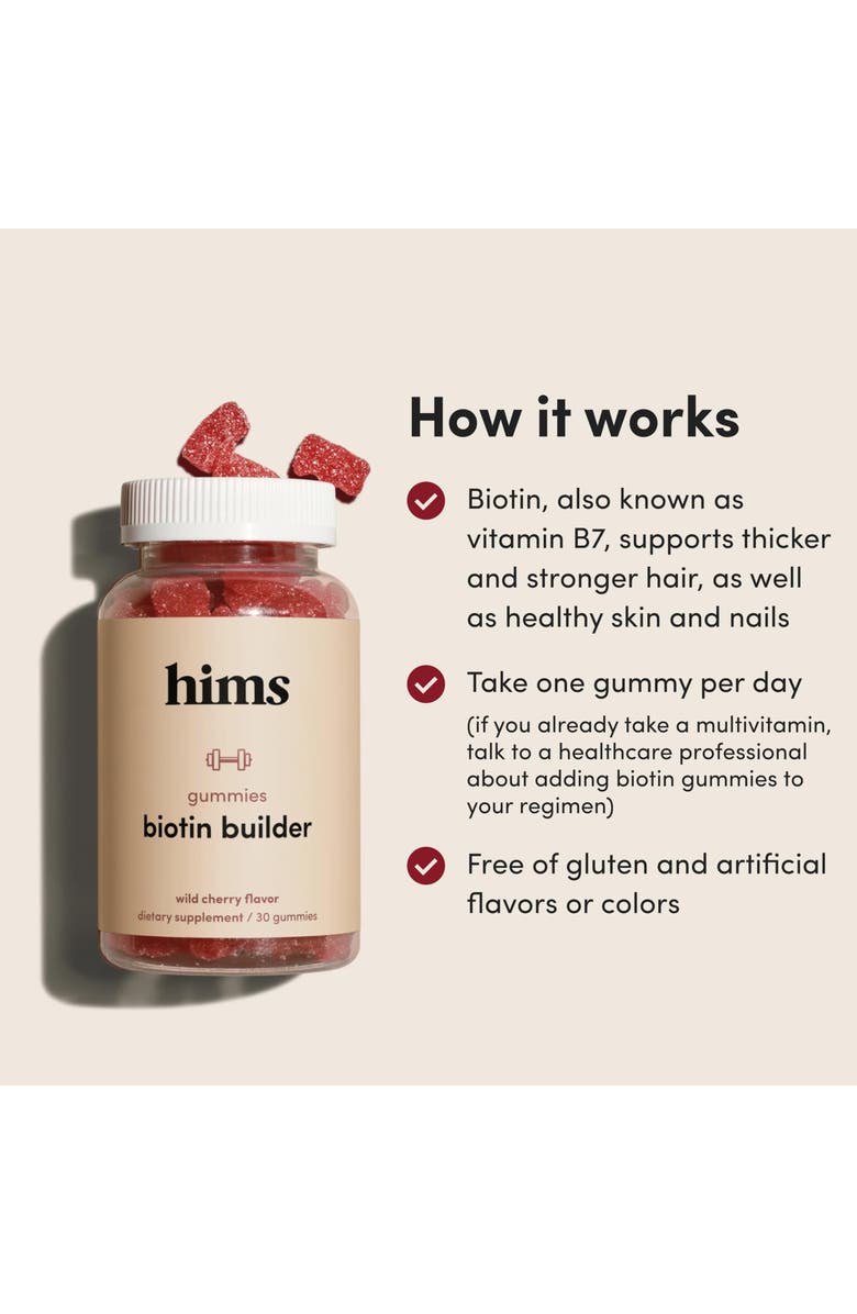 HIMS 
HERS Biotin Builder Gummies  Vitamin-Rich, Hair and Nail Strengthening Wild, Alternate, color, Coral