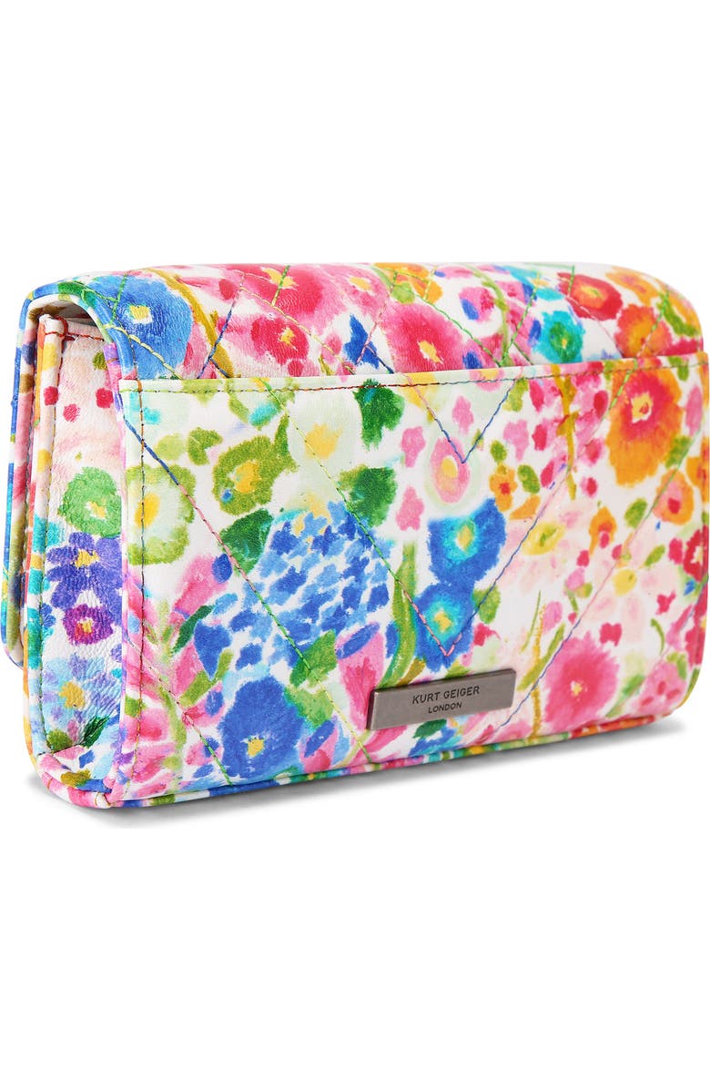 Kurt Geiger London Floral Couture Extra Mini Kensington Quilted Leather Crossbody Bag, Alternate, color,