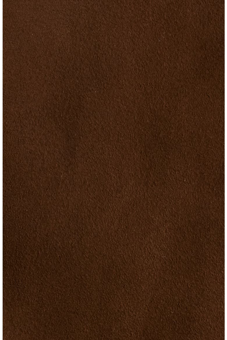 Suede & Genuine Shearling Bomber Jacket, Alternate, color, DARK CAMEL