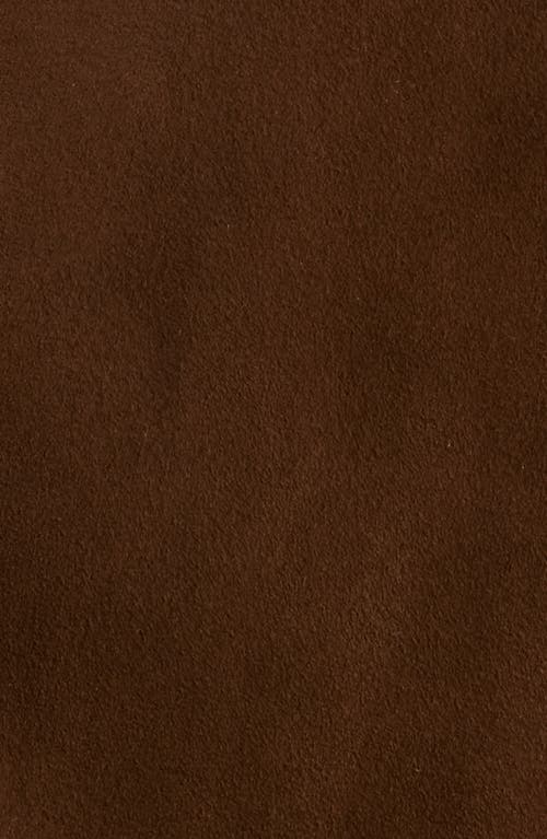 Frame Mens Dark Camel Shearling-trim Slip-pocket Regular-fit Suede Jacket In Dark Camel