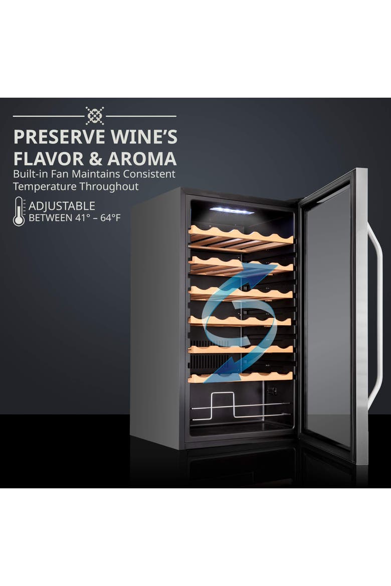 34 Bottle Compressor Wine Refrigerator, Freestanding Wine Cooler with Lock, Alternate, color, Silver