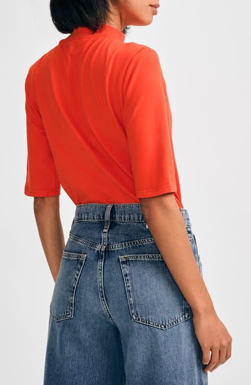 Isaac Mizrahi New York Elbow Sleeve Mock Neck Top In Orange.com