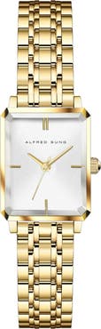 Alfred Sung Octavia Octagon Stainless Steel Bracelet Watch, 23mm x 29mm